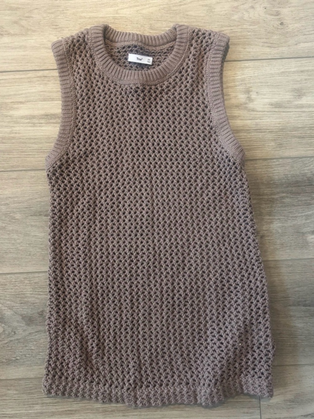 Aritzia Taupe Knit Sleeveless Scoop Neck Sweater